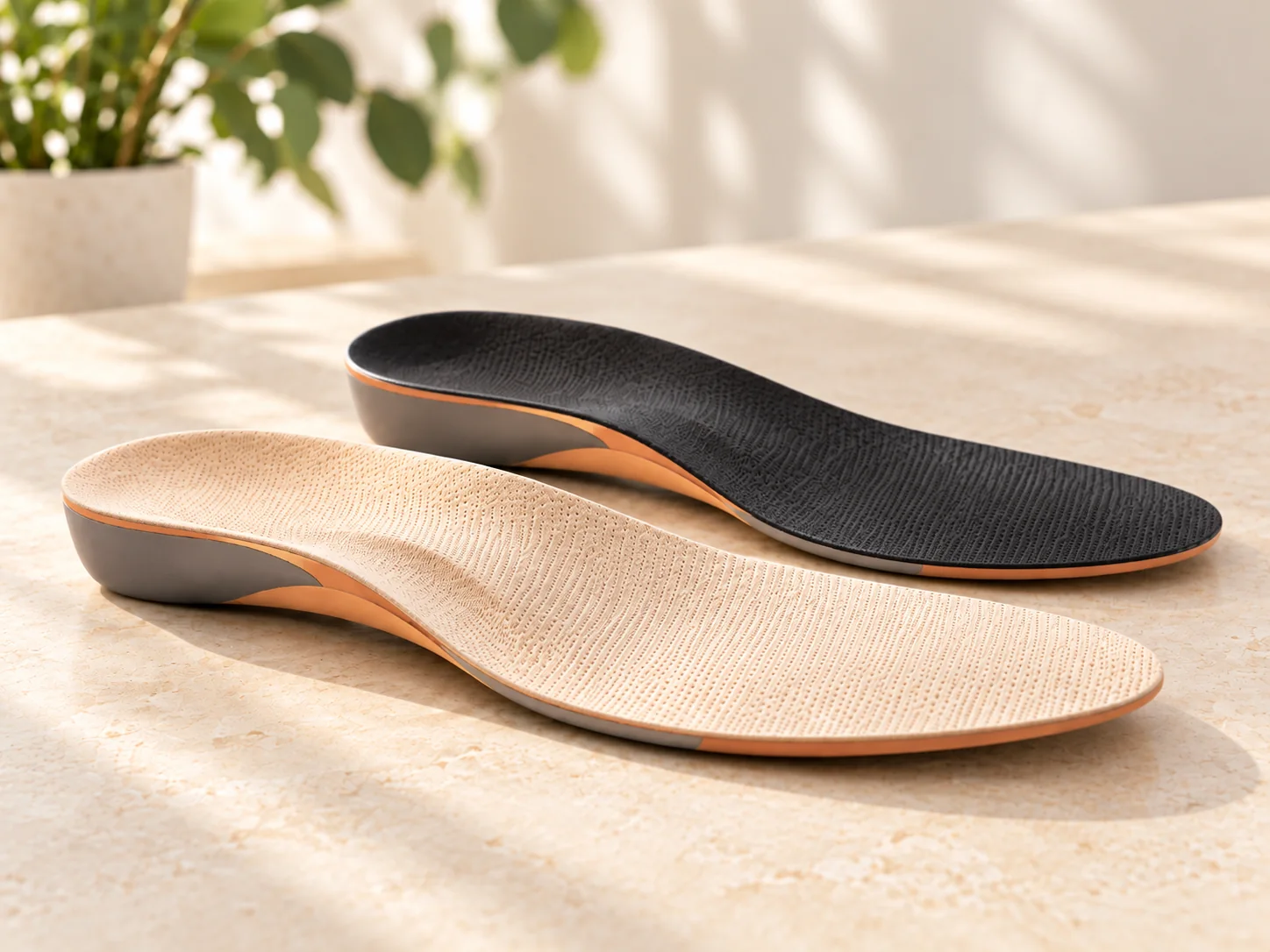 Two supportive removable orthotic insoles