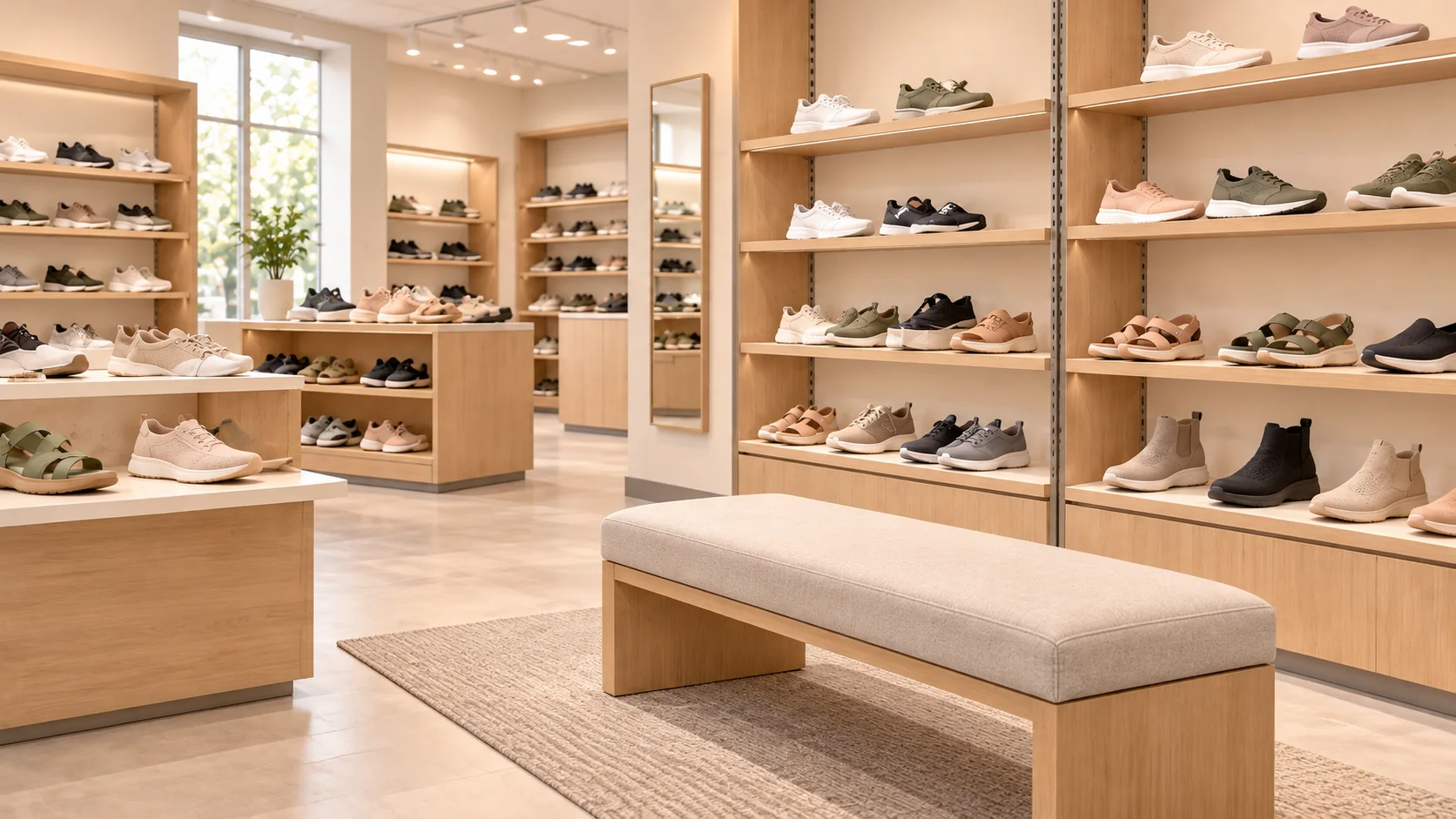 Illustrative modern footwear-only showroom, not the actual store